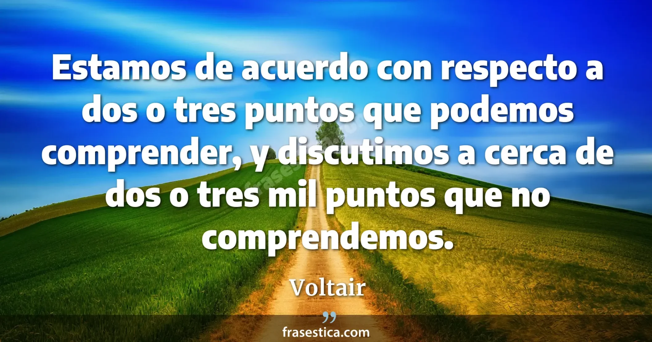 Estamos de acuerdo con respecto a dos o tres puntos que podemos comprender, y discutimos a cerca de dos o tres mil puntos que no comprendemos. - Voltair