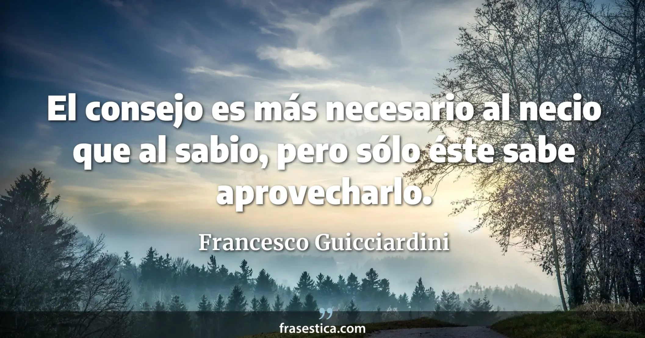 El consejo es más necesario al necio que al sabio, pero sólo éste sabe aprovecharlo. - Francesco Guicciardini